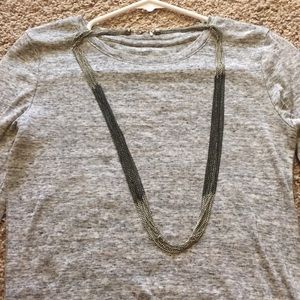 Silver black mixed chain necklace long